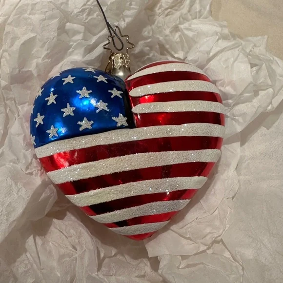 Vintage Christopher Radko Handmade Patriotic Heart Ornament - Picture 3 of 8
